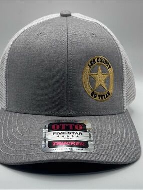 OTTO Gray & White Trucker Hat with Gold Star Patch
